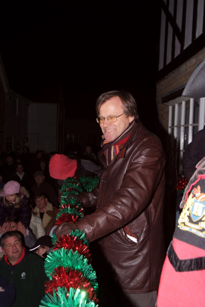 Actor David Neilson (Roy from Coronation Street) turning on the Christmas lights