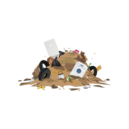 A cartoon of a pile of rubbish